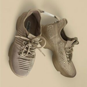 Steve Madden Maxima Women's Tan Sneakers with Rhinestones
